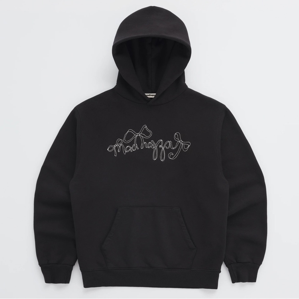 MadHappy Embroidered Bow Black Hoodie- NWT